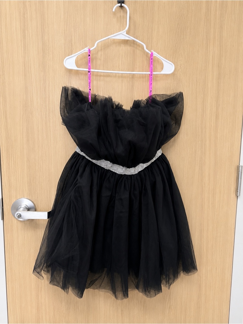 Betsey Johnson Black Tulle Party Dress Rhinestone Waist NWT Size Large